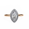 Marquise Cut Moissanite Halo Engagement Ring – 925 Silver / 10K / 14K / Platinum / White / Yellow / Rose Gold – Finora Jewelry