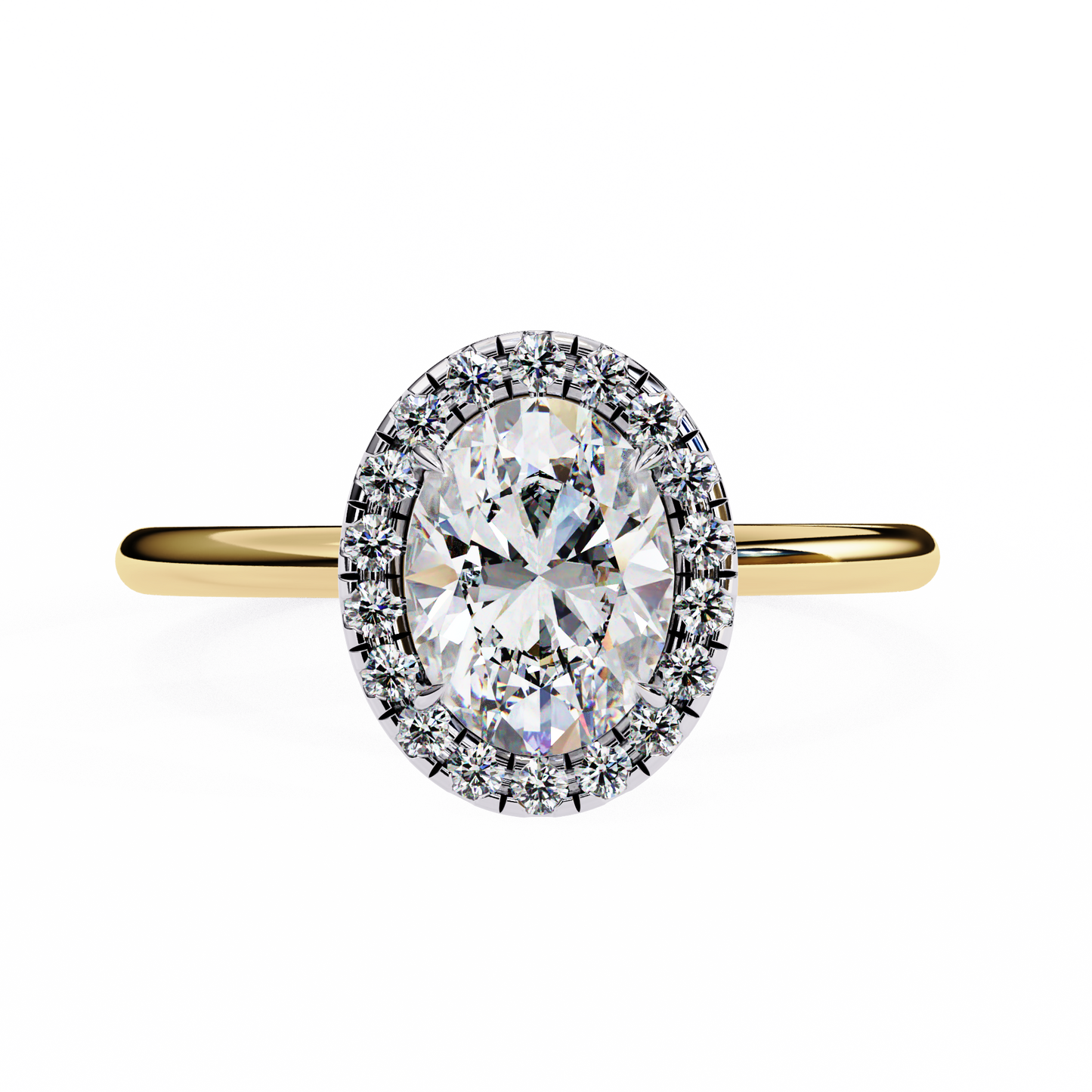 oval cut moissanite halo engagement ring – 925 silver / 10k / 14k / platinum / white / yellow / rose gold – finora jewelry