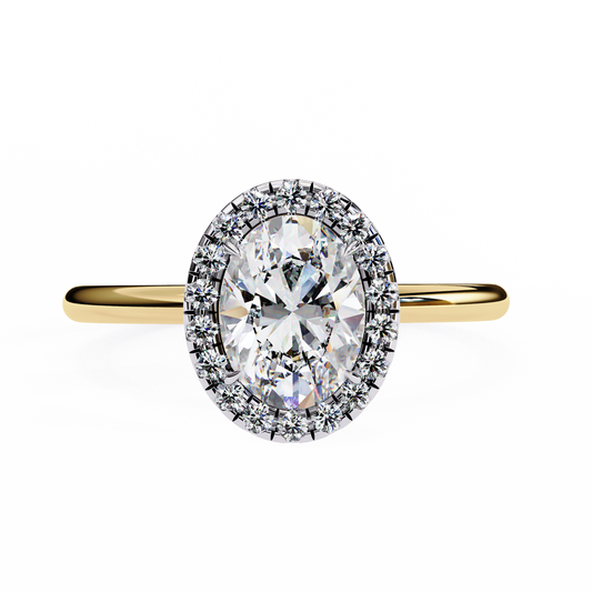 Oval Cut Moissanite Halo Engagement Ring – 925 Silver / 10K / 14K / Platinum / White / Yellow / Rose Gold – Finora Jewelry