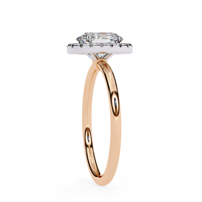 Oval Cut Moissanite Halo Engagement Ring – 925 Silver / 10K / 14K / Platinum / White / Yellow / Rose Gold – Finora Jewelry
