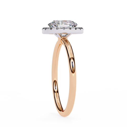 Oval Cut Moissanite Halo Engagement Ring – 925 Silver / 10K / 14K / Platinum / White / Yellow / Rose Gold – Finora Jewelry