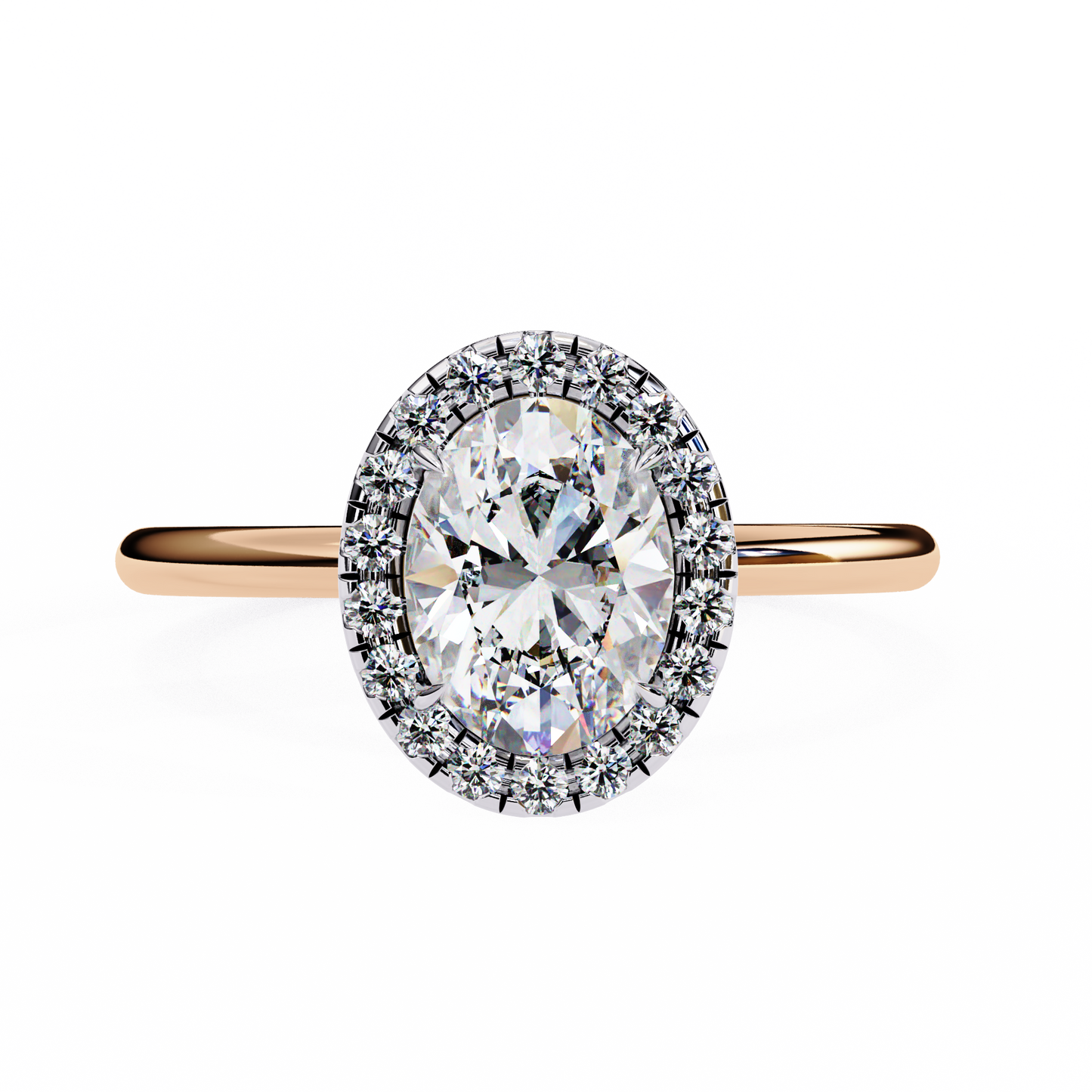 oval cut moissanite halo engagement ring – 925 silver / 10k / 14k / platinum / white / yellow / rose gold – finora jewelry