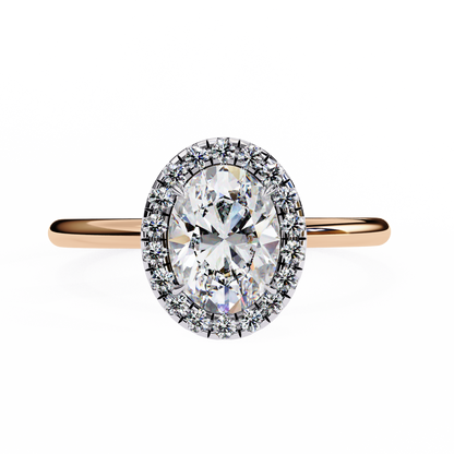 Oval Cut Moissanite Halo Engagement Ring – 925 Silver / 10K / 14K / Platinum / White / Yellow / Rose Gold – Finora Jewelry