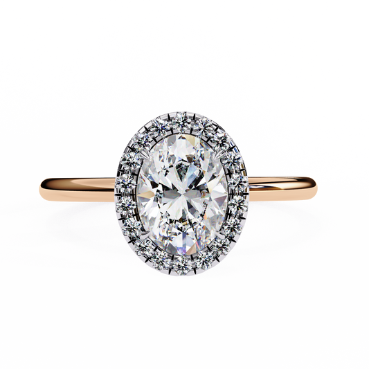Oval Cut Moissanite Halo Engagement Ring – 925 Silver / 10K / 14K / Platinum / White / Yellow / Rose Gold – Finora Jewelry