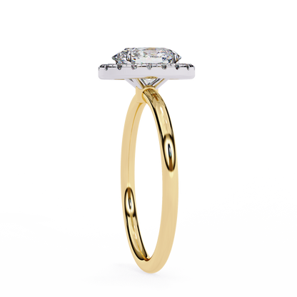 Oval Cut Moissanite Halo Engagement Ring – 925 Silver / 10K / 14K / Platinum / White / Yellow / Rose Gold – Finora Jewelry