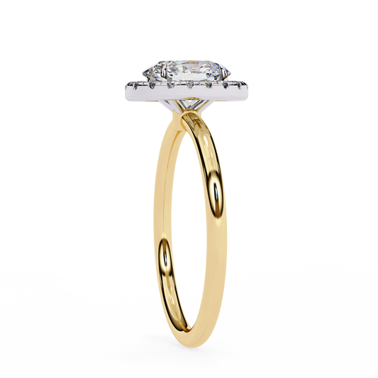 Oval Cut Moissanite Halo Engagement Ring – 925 Silver / 10K / 14K / Platinum / White / Yellow / Rose Gold – Finora Jewelry