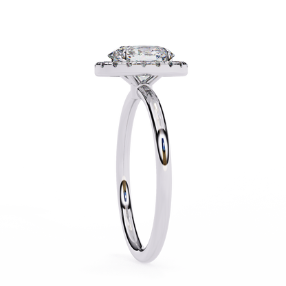 Oval Cut Moissanite Halo Engagement Ring – 925 Silver / 10K / 14K / Platinum / White / Yellow / Rose Gold – Finora Jewelry
