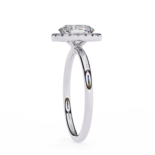 Oval Cut Moissanite Halo Engagement Ring – 925 Silver / 10K / 14K / Platinum / White / Yellow / Rose Gold – Finora Jewelry