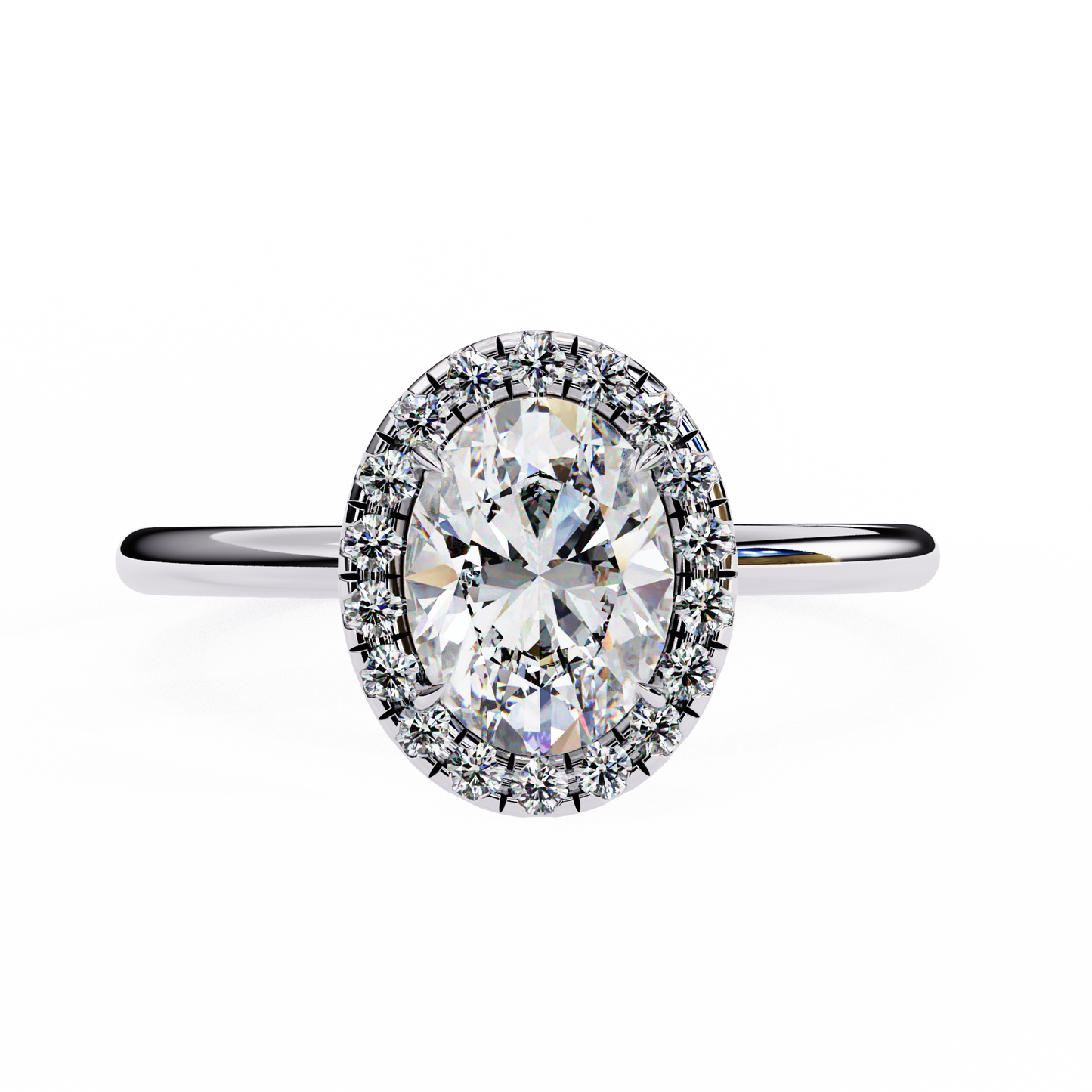 oval cut moissanite halo engagement ring – 925 silver / 10k / 14k / platinum / white / yellow / rose gold – finora jewelry