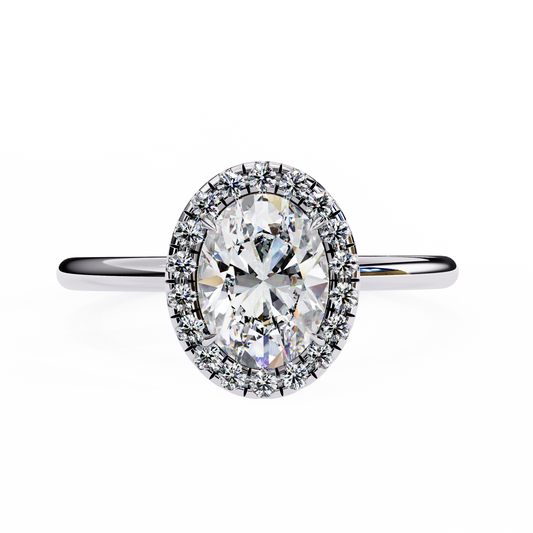 Oval Cut Moissanite Halo Engagement Ring – 925 Silver / 10K / 14K / Platinum / White / Yellow / Rose Gold – Finora Jewelry