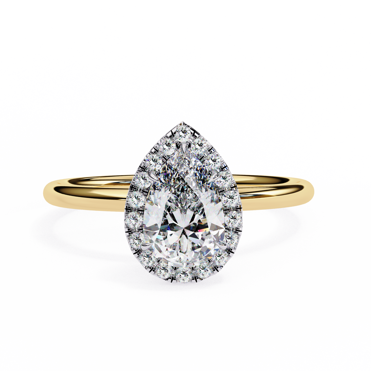 pear cut moissanite halo engagement ring – 925 silver / 10k / 14k / platinum / white / yellow / rose gold – finora jewelry