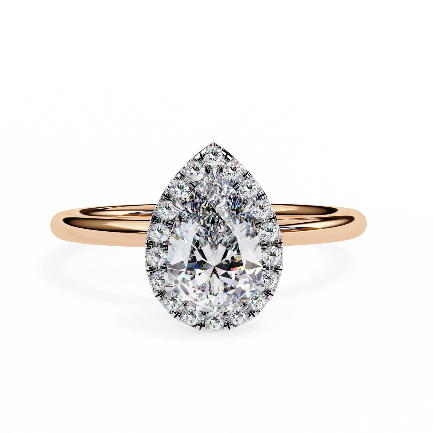 pear cut moissanite halo engagement ring – 925 silver / 10k / 14k / platinum / white / yellow / rose gold – finora jewelry