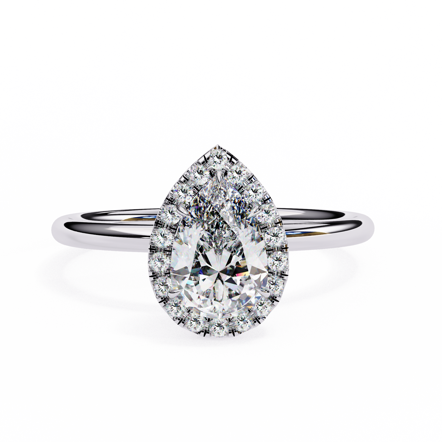 pear cut moissanite halo engagement ring – 925 silver / 10k / 14k / platinum / white / yellow / rose gold – finora jewelry