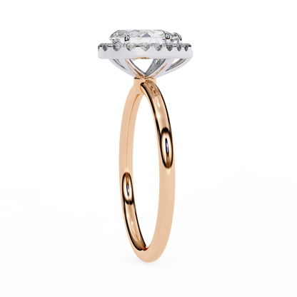 Pear Cut Moissanite Halo Engagement Ring – 925 Silver / 10K / 14K / Platinum / White / Yellow / Rose Gold – Finora Jewelry