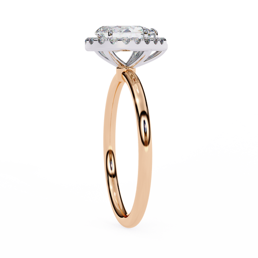 Pear Cut Moissanite Halo Engagement Ring – 925 Silver / 10K / 14K / Platinum / White / Yellow / Rose Gold – Finora Jewelry