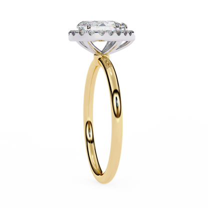 Pear Cut Moissanite Halo Engagement Ring – 925 Silver / 10K / 14K / Platinum / White / Yellow / Rose Gold – Finora Jewelry