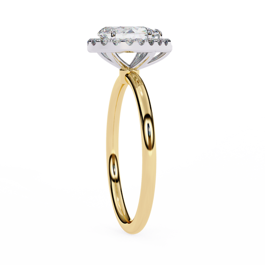Pear Cut Moissanite Halo Engagement Ring – 925 Silver / 10K / 14K / Platinum / White / Yellow / Rose Gold – Finora Jewelry
