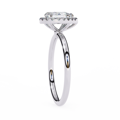 Pear Cut Moissanite Halo Engagement Ring – 925 Silver / 10K / 14K / Platinum / White / Yellow / Rose Gold – Finora Jewelry