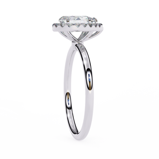 Pear Cut Moissanite Halo Engagement Ring – 925 Silver / 10K / 14K / Platinum / White / Yellow / Rose Gold – Finora Jewelry