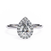 Pear Cut Moissanite Halo Engagement Ring – 925 Silver / 10K / 14K / Platinum / White / Yellow / Rose Gold – Finora Jewelry