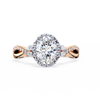 Finora Jewelry Oval Halo Diamond Engagement Ring – Twisted Pavé Band with Pear Accents – Available in 10K, 14K Gold (White, Rose, Yellow), 925 Sterling Silver & Platinum