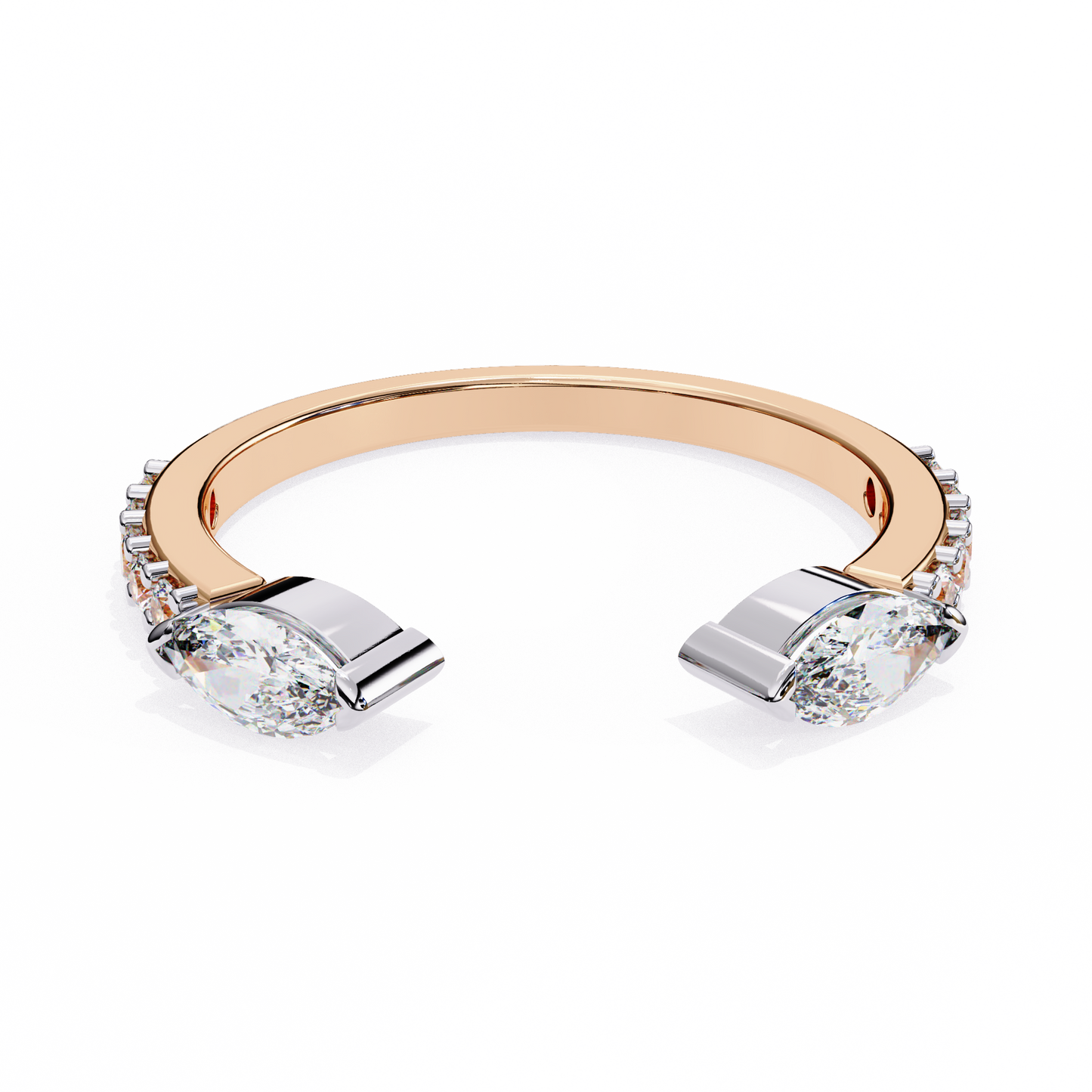 marquise cut open diamond ring – modern bypass design with accent stones in 925 silver, 10k/14k rose, white & yellow gold, or platinum – finora contemporary sparkle for her