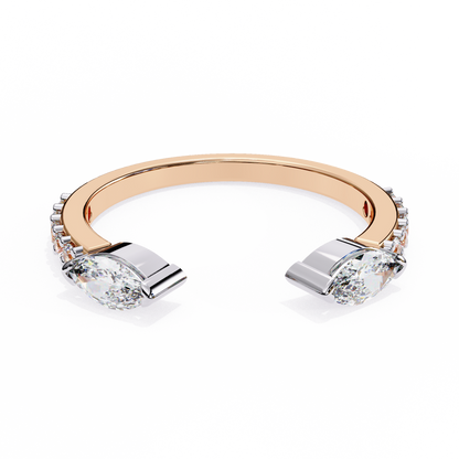 Marquise Cut Open Diamond Ring – Modern Bypass Design with Accent Stones in 925 Silver, 10K/14K Rose, White & Yellow Gold, or Platinum – Finora Contemporary Sparkle for Her