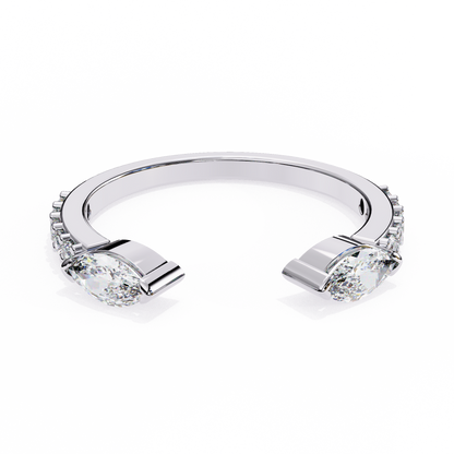 Marquise Cut Open Diamond Ring – Modern Bypass Design with Accent Stones in 925 Silver, 10K/14K Rose, White & Yellow Gold, or Platinum – Finora Contemporary Sparkle for Her