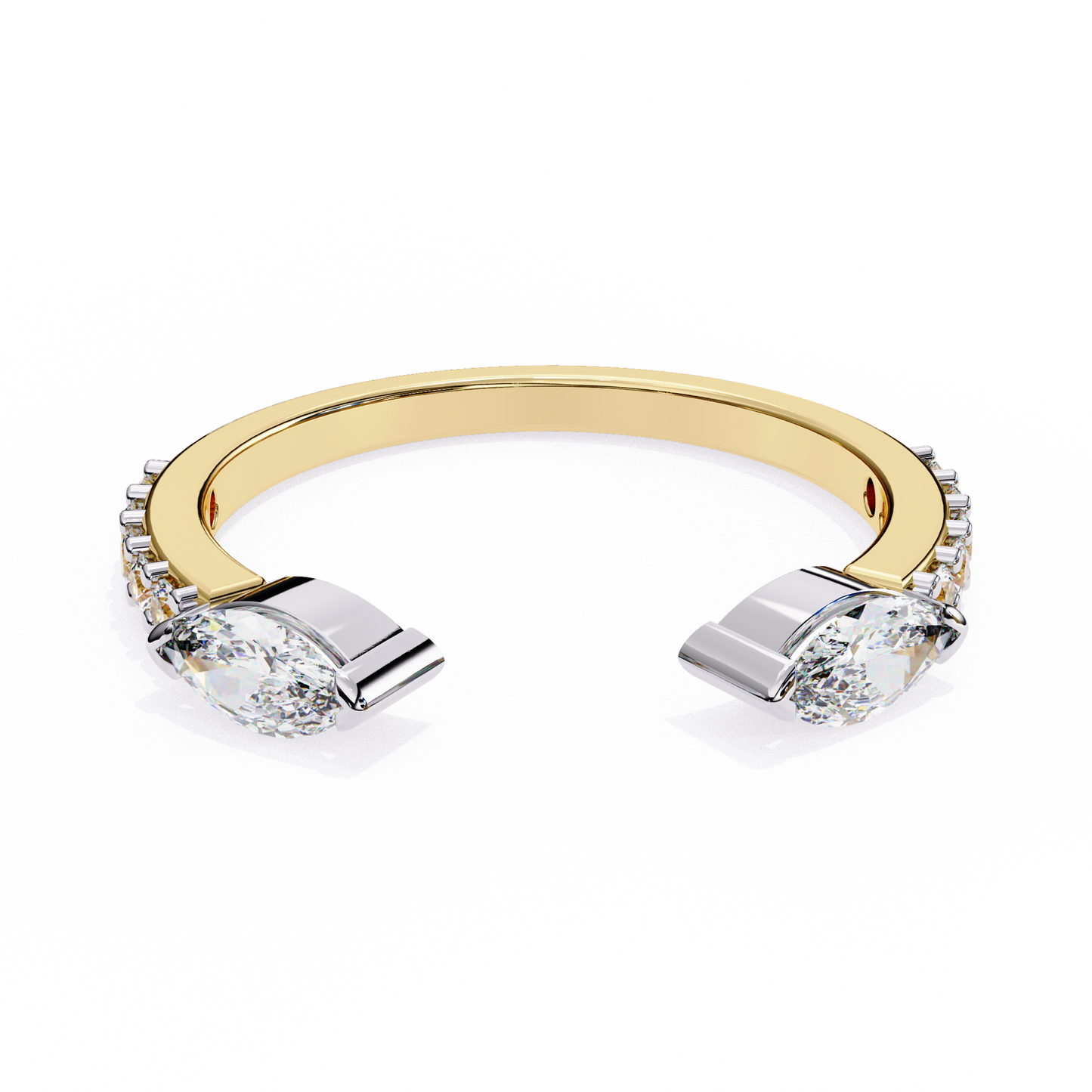marquise cut open diamond ring – modern bypass design with accent stones in 925 silver, 10k/14k rose, white & yellow gold, or platinum – finora contemporary sparkle for her