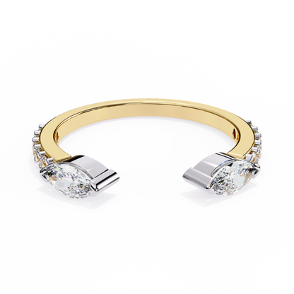 Marquise Cut Open Diamond Ring – Modern Bypass Design with Accent Stones in 925 Silver, 10K/14K Rose, White & Yellow Gold, or Platinum – Finora Contemporary Sparkle for Her