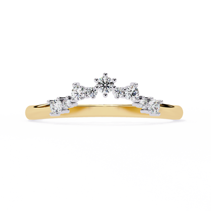 Round Cut Tiara Diamond Wedding Band – Crown-Inspired Curved Design in 925 Silver, 10K/14K Rose, White & Yellow Gold, or Platinum – Finora Regal Sparkle for Her