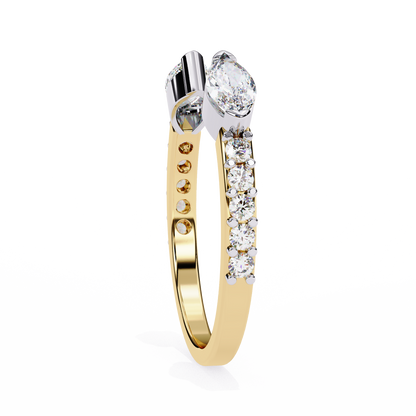 Marquise Cut Open Diamond Ring – Modern Bypass Design with Accent Stones in 925 Silver, 10K/14K Rose, White & Yellow Gold, or Platinum – Finora Contemporary Sparkle for Her