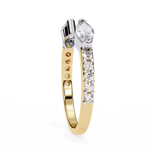 Marquise Cut Open Diamond Ring – Modern Bypass Design with Accent Stones in 925 Silver, 10K/14K Rose, White & Yellow Gold, or Platinum – Finora Contemporary Sparkle for Her