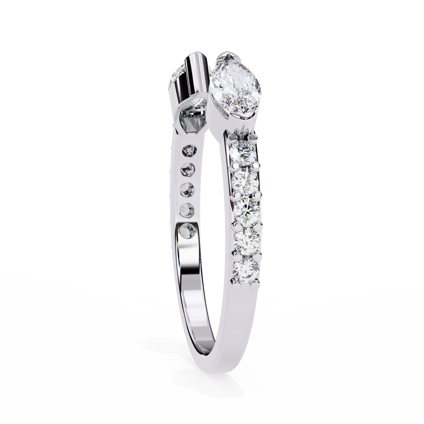 marquise cut open diamond ring – modern bypass design with accent stones in 925 silver, 10k/14k rose, white & yellow gold, or platinum – finora contemporary sparkle for her