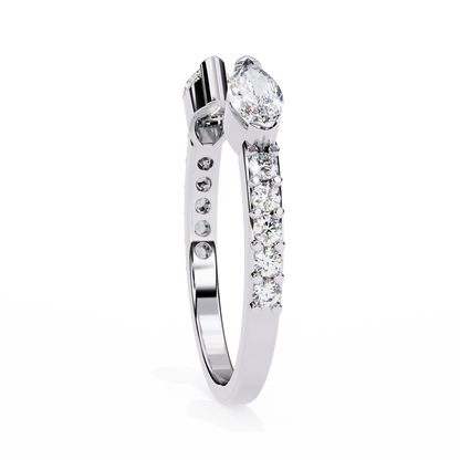 Marquise Cut Open Diamond Ring – Modern Bypass Design with Accent Stones in 925 Silver, 10K/14K Rose, White & Yellow Gold, or Platinum – Finora Contemporary Sparkle for Her
