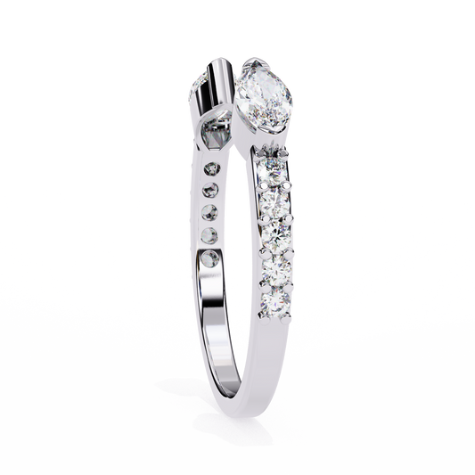 Marquise Cut Open Diamond Ring – Modern Bypass Design with Accent Stones in 925 Silver, 10K/14K Rose, White & Yellow Gold, or Platinum – Finora Contemporary Sparkle for Her