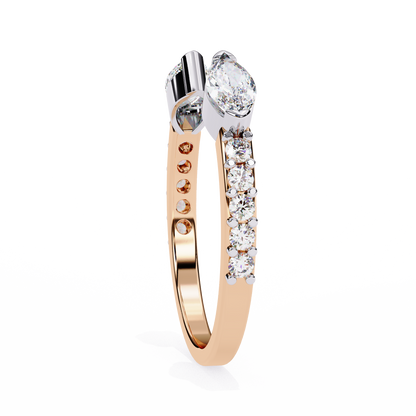 Marquise Cut Open Diamond Ring – Modern Bypass Design with Accent Stones in 925 Silver, 10K/14K Rose, White & Yellow Gold, or Platinum – Finora Contemporary Sparkle for Her