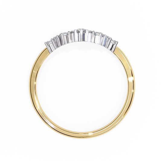 Round Cut Tiara Diamond Wedding Band – Crown-Inspired Curved Design in 925 Silver, 10K/14K Rose, White & Yellow Gold, or Platinum – Finora Regal Sparkle for Her