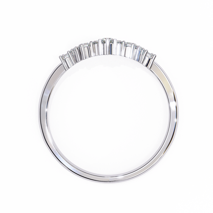 Round Cut Tiara Diamond Wedding Band – Crown-Inspired Curved Design in 925 Silver, 10K/14K Rose, White & Yellow Gold, or Platinum – Finora Regal Sparkle for Her
