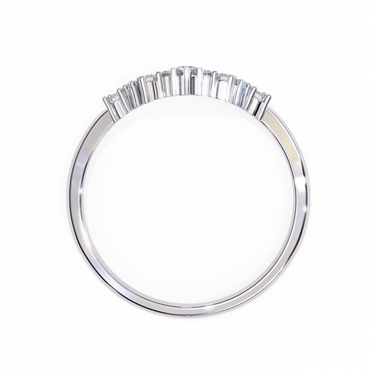 Round Cut Tiara Diamond Wedding Band – Crown-Inspired Curved Design in 925 Silver, 10K/14K Rose, White & Yellow Gold, or Platinum – Finora Regal Sparkle for Her