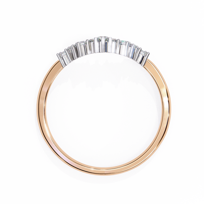 Round Cut Tiara Diamond Wedding Band – Crown-Inspired Curved Design in 925 Silver, 10K/14K Rose, White & Yellow Gold, or Platinum – Finora Regal Sparkle for Her