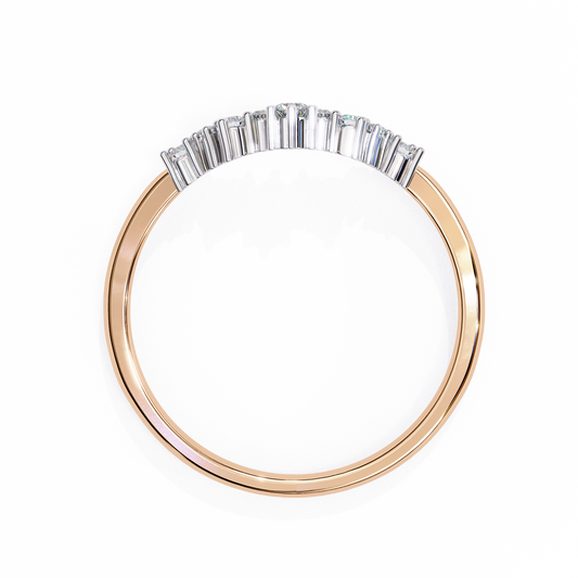 Round Cut Tiara Diamond Wedding Band – Crown-Inspired Curved Design in 925 Silver, 10K/14K Rose, White & Yellow Gold, or Platinum – Finora Regal Sparkle for Her