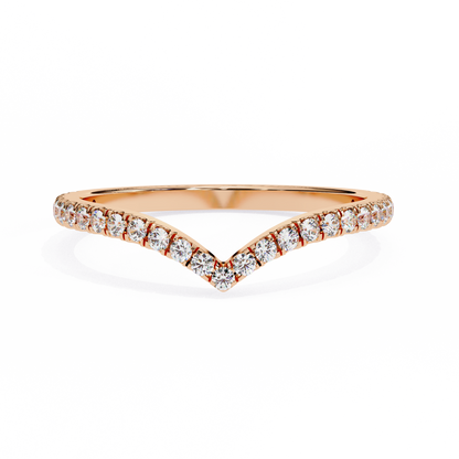 V-Cut Diamond Chevron Wedding Band – Sleek Contour Stackable Ring in 925 Silver, 10K/14K Rose, White & Yellow Gold, or Platinum – Finora Modern Sparkle for Her