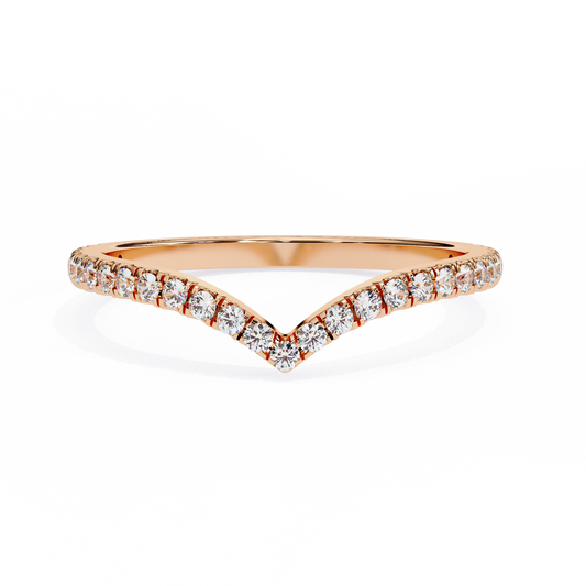 V-Cut Diamond Chevron Wedding Band – Sleek Contour Stackable Ring in 925 Silver, 10K/14K Rose, White & Yellow Gold, or Platinum – Finora Modern Sparkle for Her