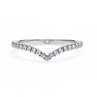 V-Cut Diamond Chevron Wedding Band – Sleek Contour Stackable Ring in 925 Silver, 10K/14K Rose, White & Yellow Gold, or Platinum – Finora Modern Sparkle for Her