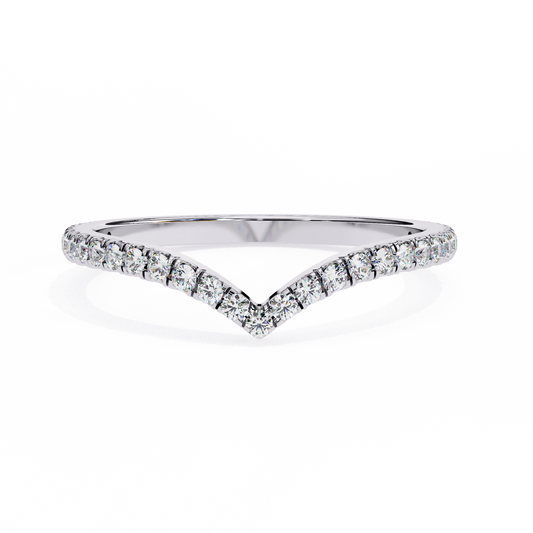 V-Cut Diamond Chevron Wedding Band – Sleek Contour Stackable Ring in 925 Silver, 10K/14K Rose, White & Yellow Gold, or Platinum – Finora Modern Sparkle for Her