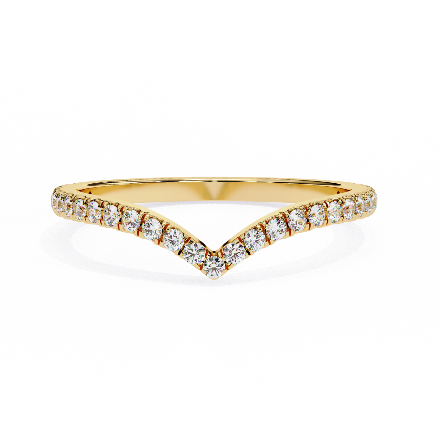 v-cut diamond chevron wedding band – sleek contour stackable ring in 925 silver, 10k/14k rose, white & yellow gold, or platinum – finora modern sparkle for her
