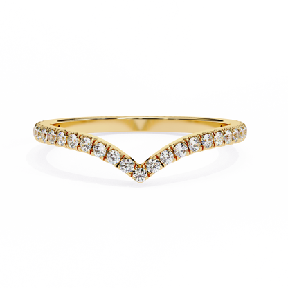 V-Cut Diamond Chevron Wedding Band – Sleek Contour Stackable Ring in 925 Silver, 10K/14K Rose, White & Yellow Gold, or Platinum – Finora Modern Sparkle for Her