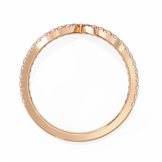 V-Cut Diamond Chevron Wedding Band – Sleek Contour Stackable Ring in 925 Silver, 10K/14K Rose, White & Yellow Gold, or Platinum – Finora Modern Sparkle for Her