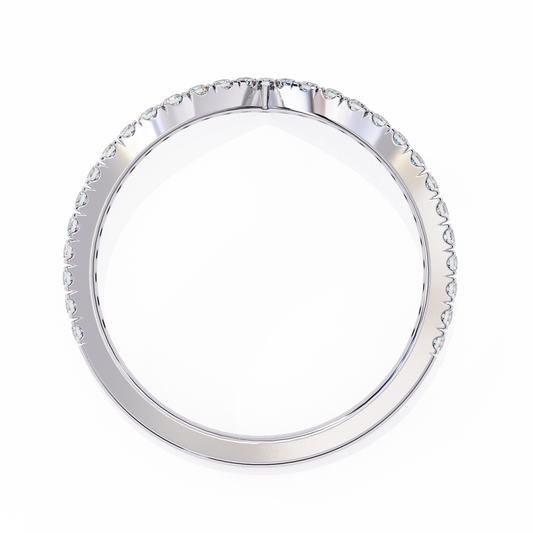 V-Cut Diamond Chevron Wedding Band – Sleek Contour Stackable Ring in 925 Silver, 10K/14K Rose, White & Yellow Gold, or Platinum – Finora Modern Sparkle for Her